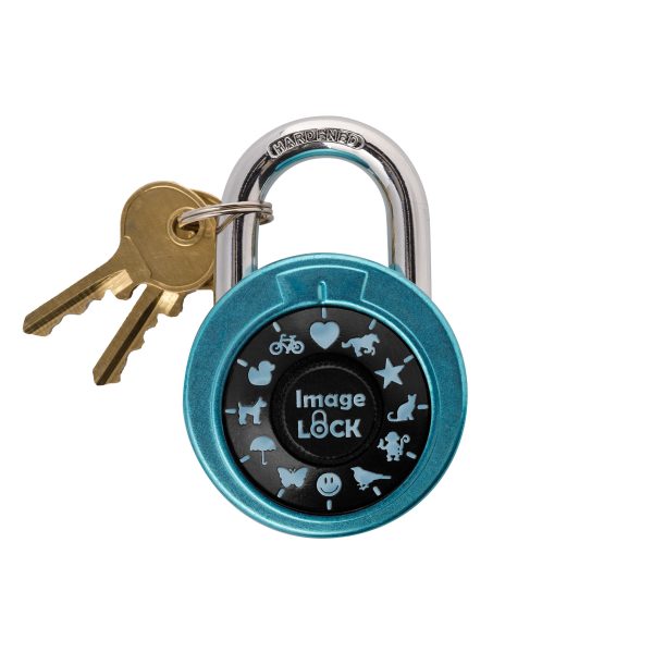 Image Combination Lock – Patented Non-Reset Combination Lock with Administrative Key – Baby Blue