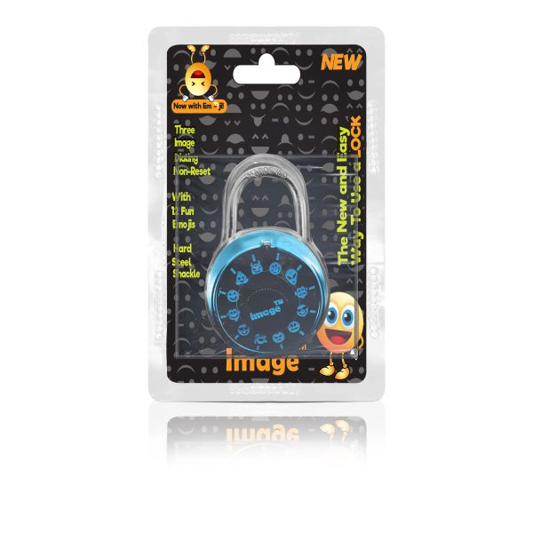 Combination Lock with Fun Emojis, ImageLOCK Patented Non-Reset Combination Lock, Emoticons instead of Numbers, Double-Reinforced Stainless Steel Lock (Baby Blue - Without Administrative Key) - Image 3